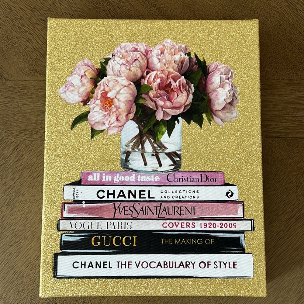 Fashion Canvas Print  11x14 designer book gold background wall art decor poster